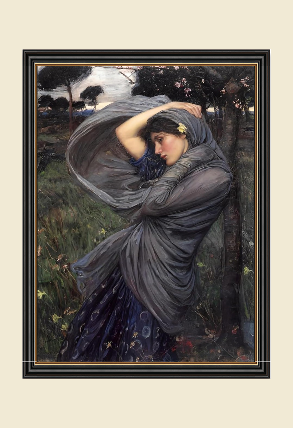 S-M-L-XL Custom Ceramic Women Painting popular Tile Mural. Boreas By John Waterhouse