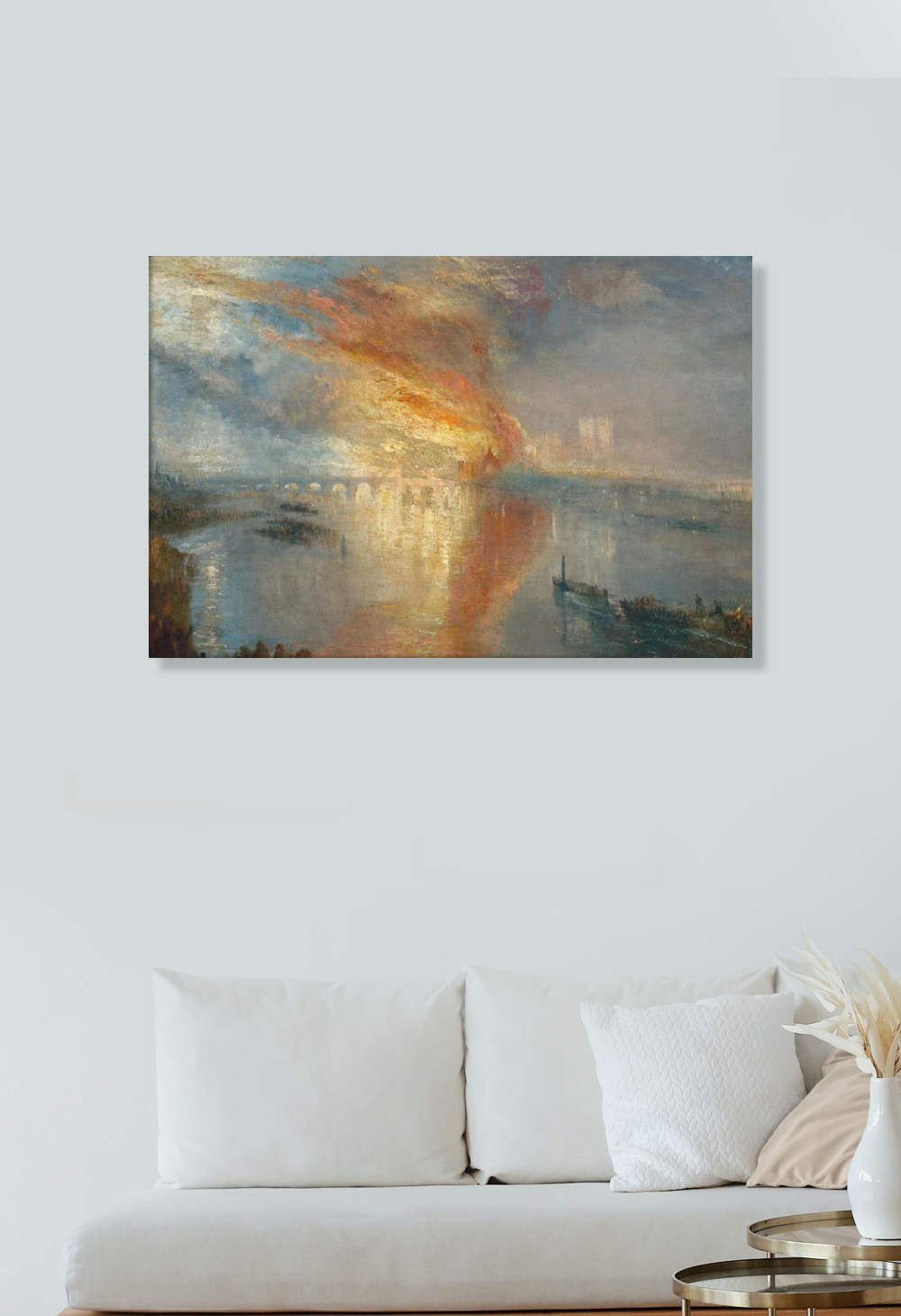 The Burning of the Houses of Lords and Commons Art By J.M.W. Turner Canvas Print