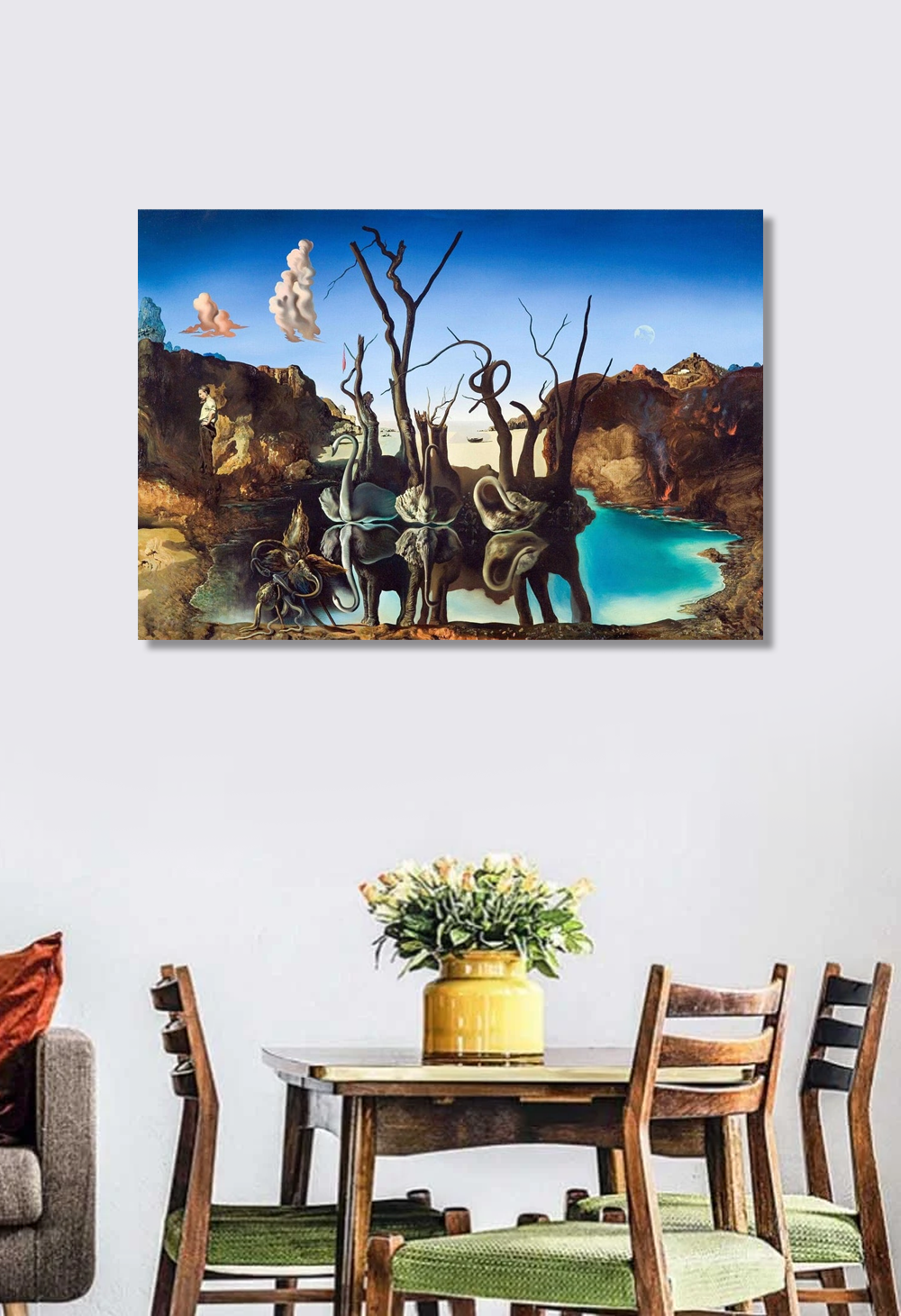 Swans Reflecting Elephants Painting By Salvador Dali Gallery Wrap Print Ready to Hang