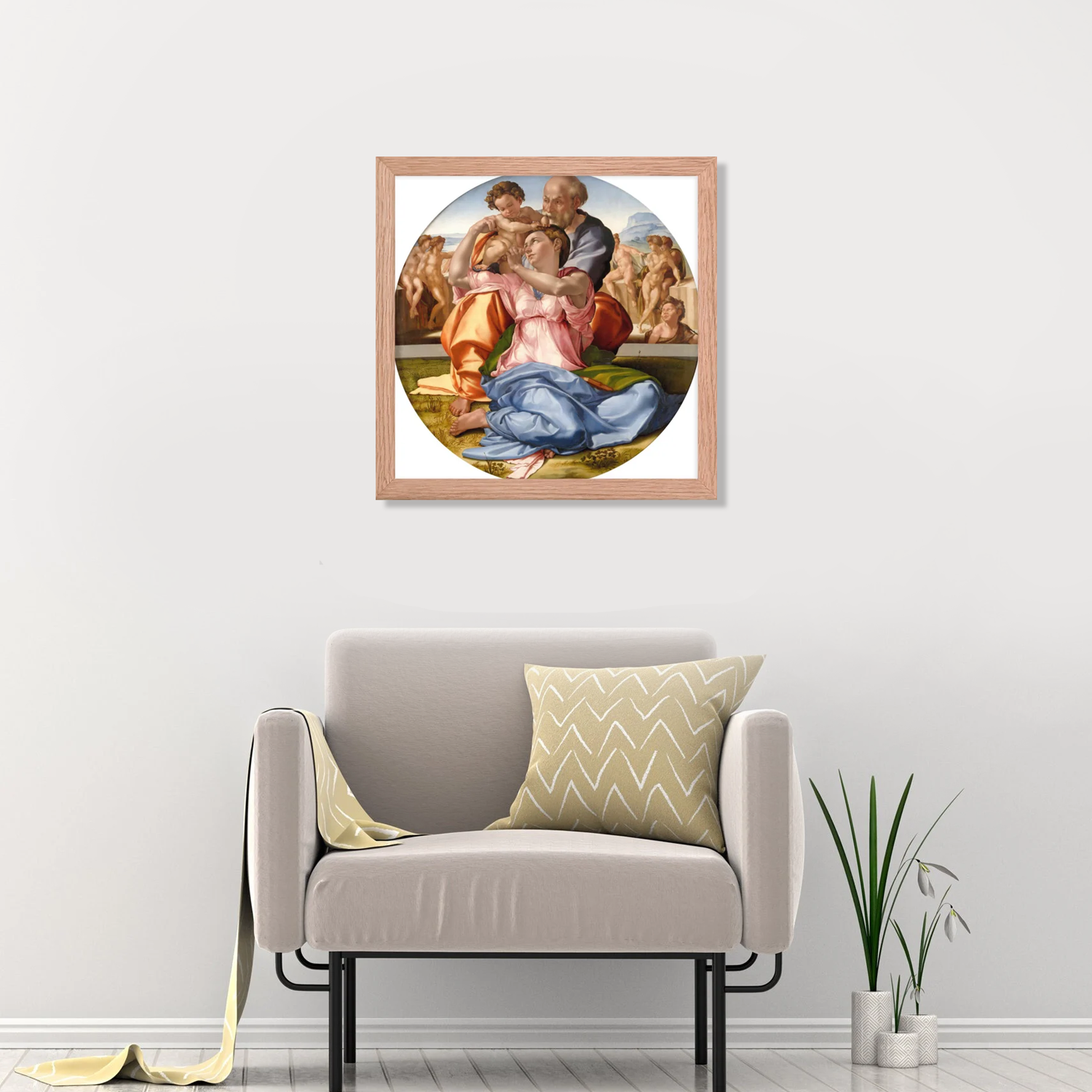 Tondo Doni(The Holy Family) by Michelangelo Framed Canvas Print