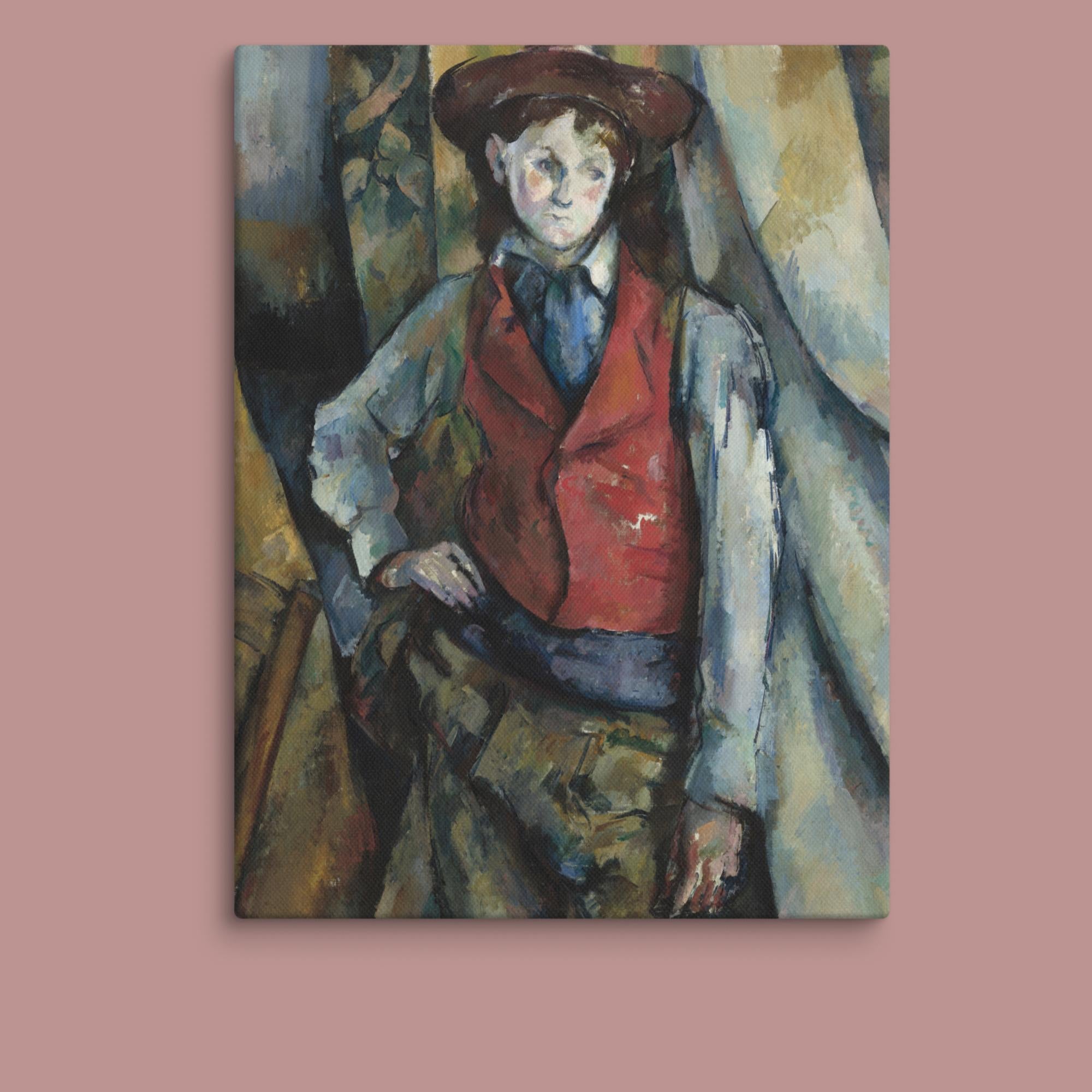 Boy in a Red Waistcoat Art By Paul Cézanne Canvas Print