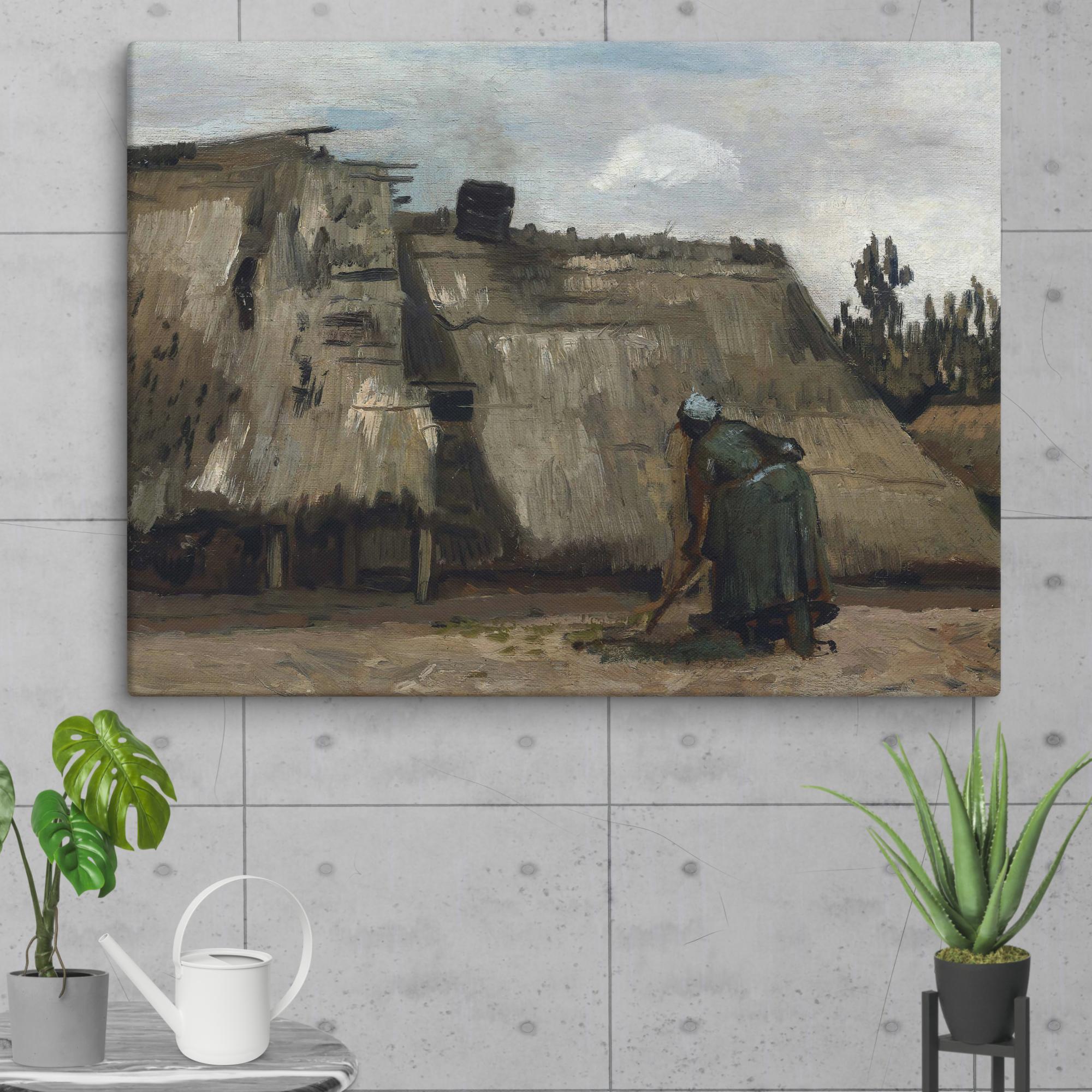 A Peasant Woman Digging in Front of Her Cottage by Vincent van Gogh Canvas Print