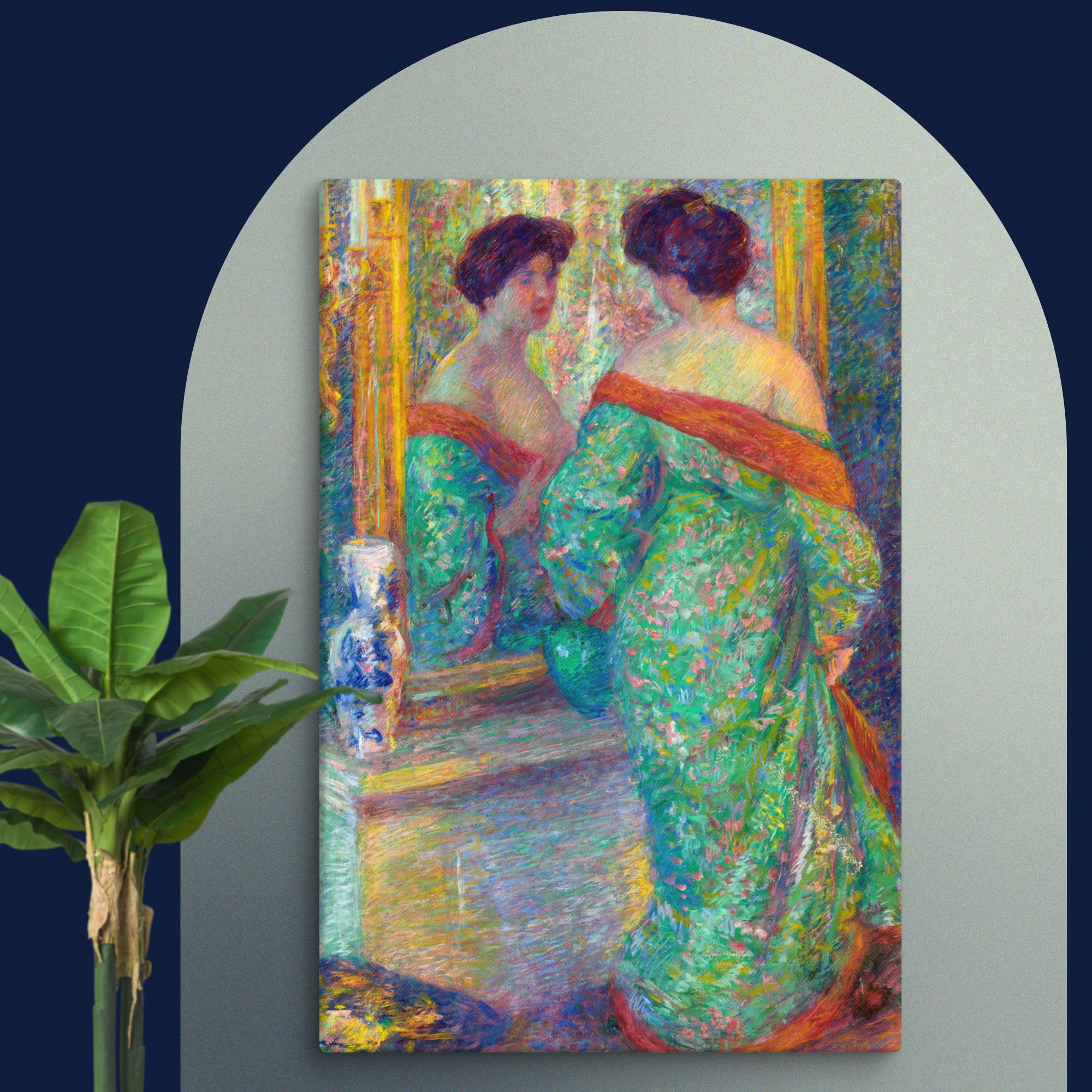 Lady Reflected in Mirror Art By Carl Newman Canvas Print