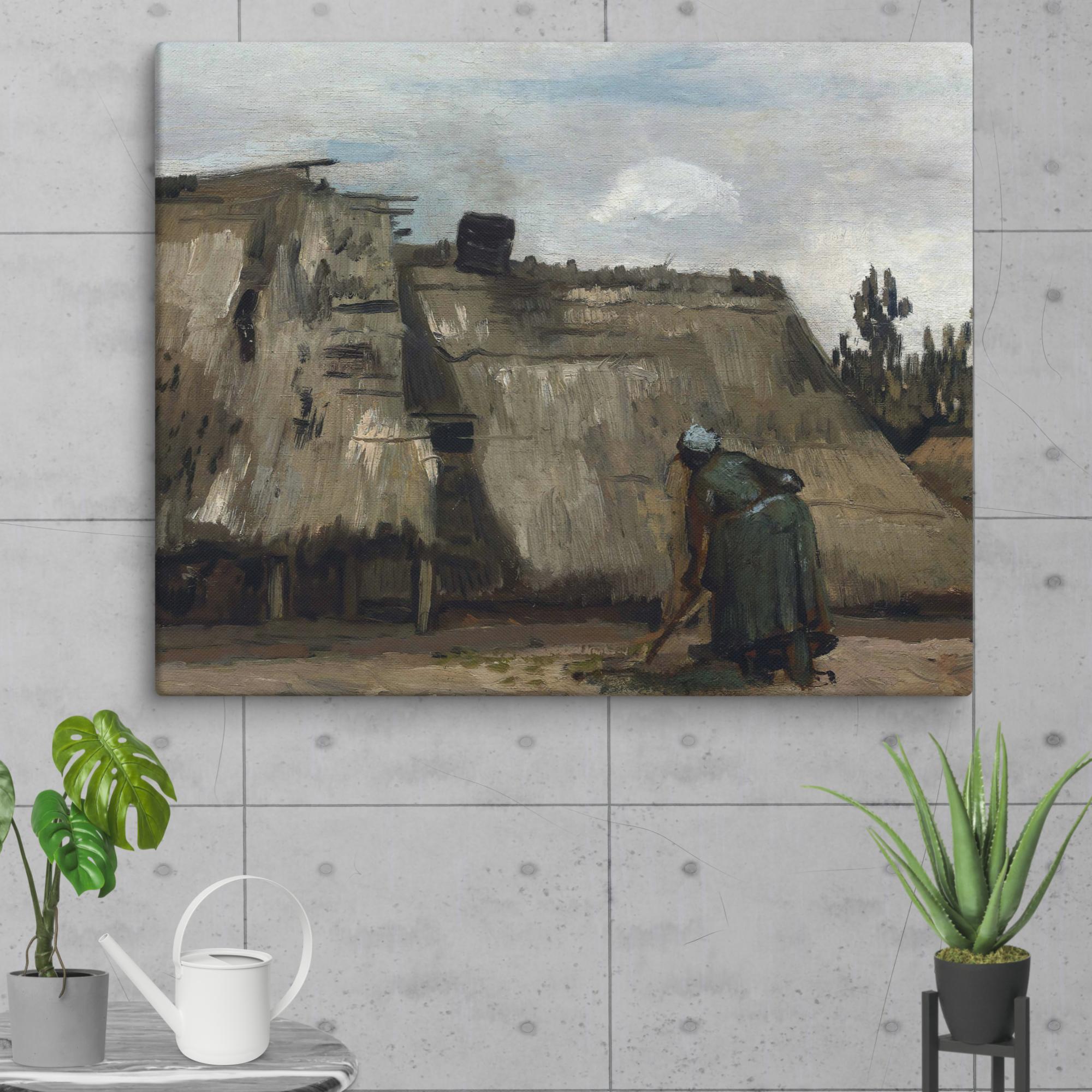 A Peasant Woman Digging in Front of Her Cottage by Vincent van Gogh Canvas Print