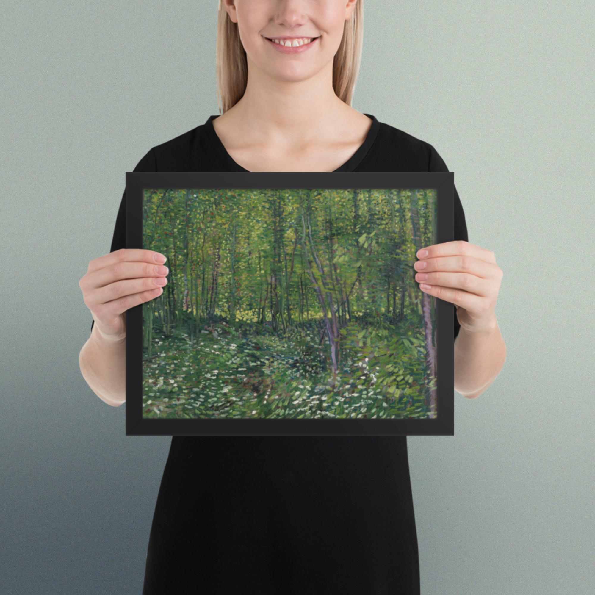 Trees and undergrowth by Vincent van Gogh Framed poster Print