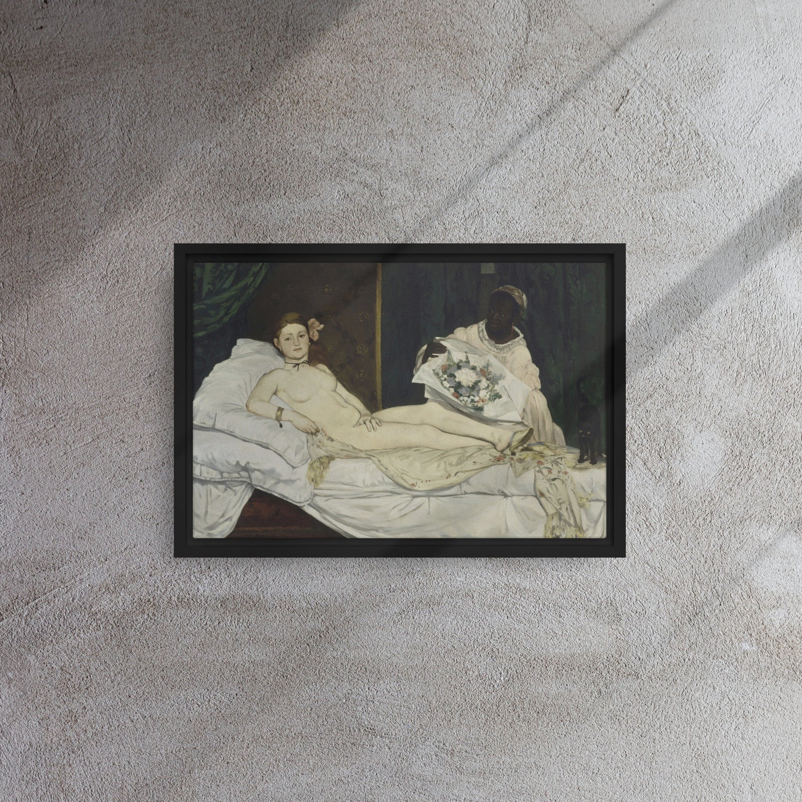 Olympia art by Édouard Manet Framed Canvas Print