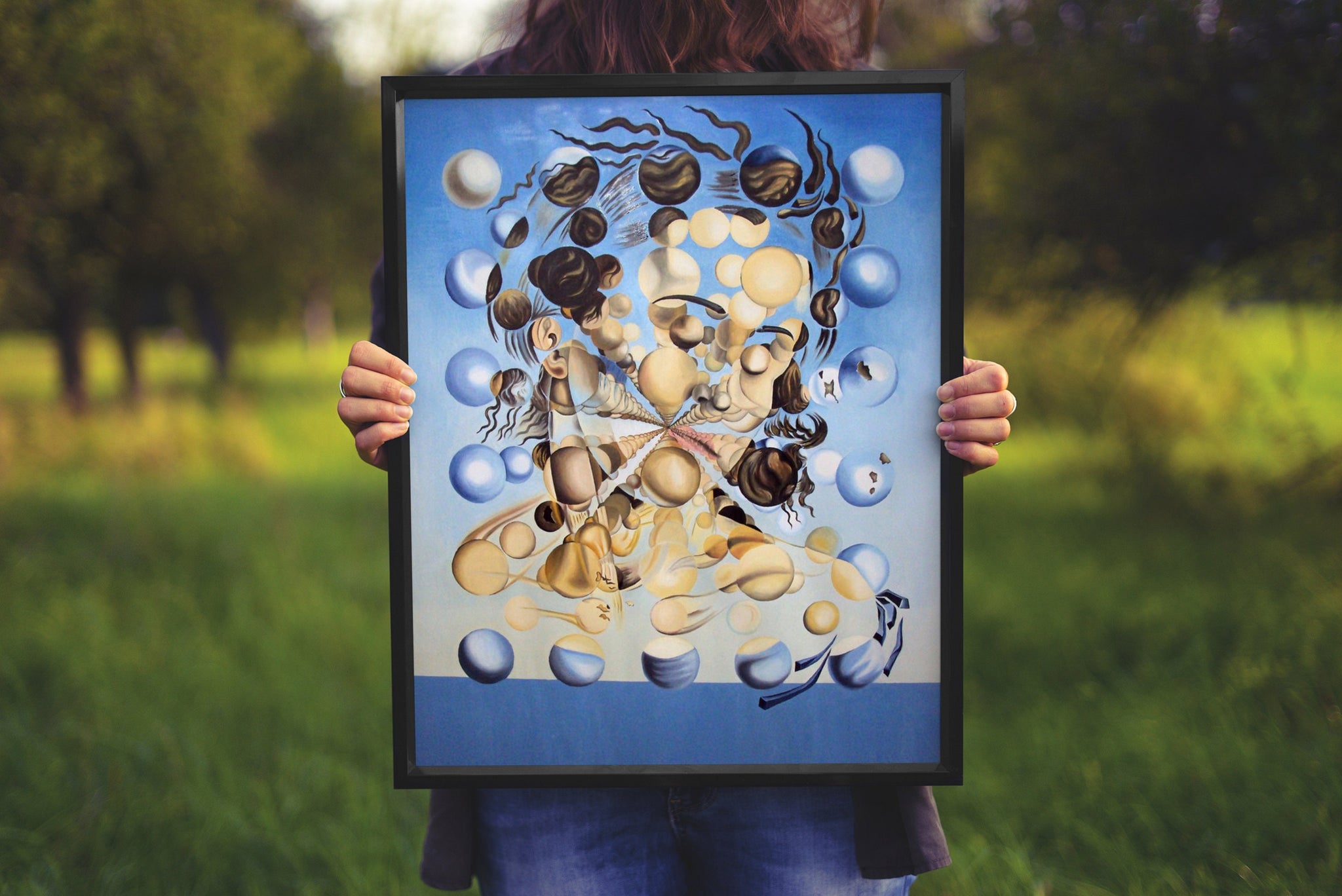 Galatea of the Spheres Art By Salvador Dali- Black Frame Canvas Print