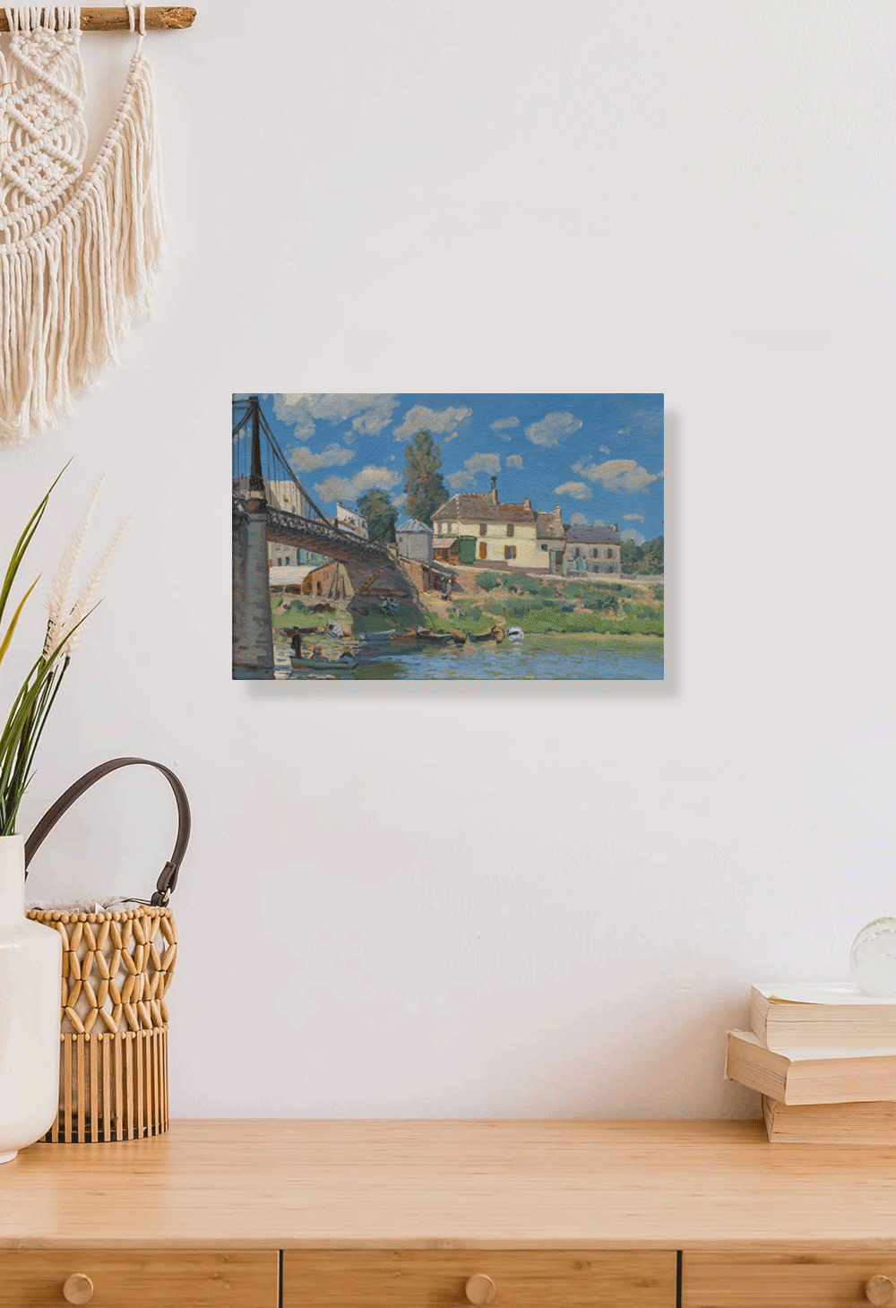 The Bridge at Villeneuve-la-Garenne by Alfred Sisley Canvas Print Gallery Wrap