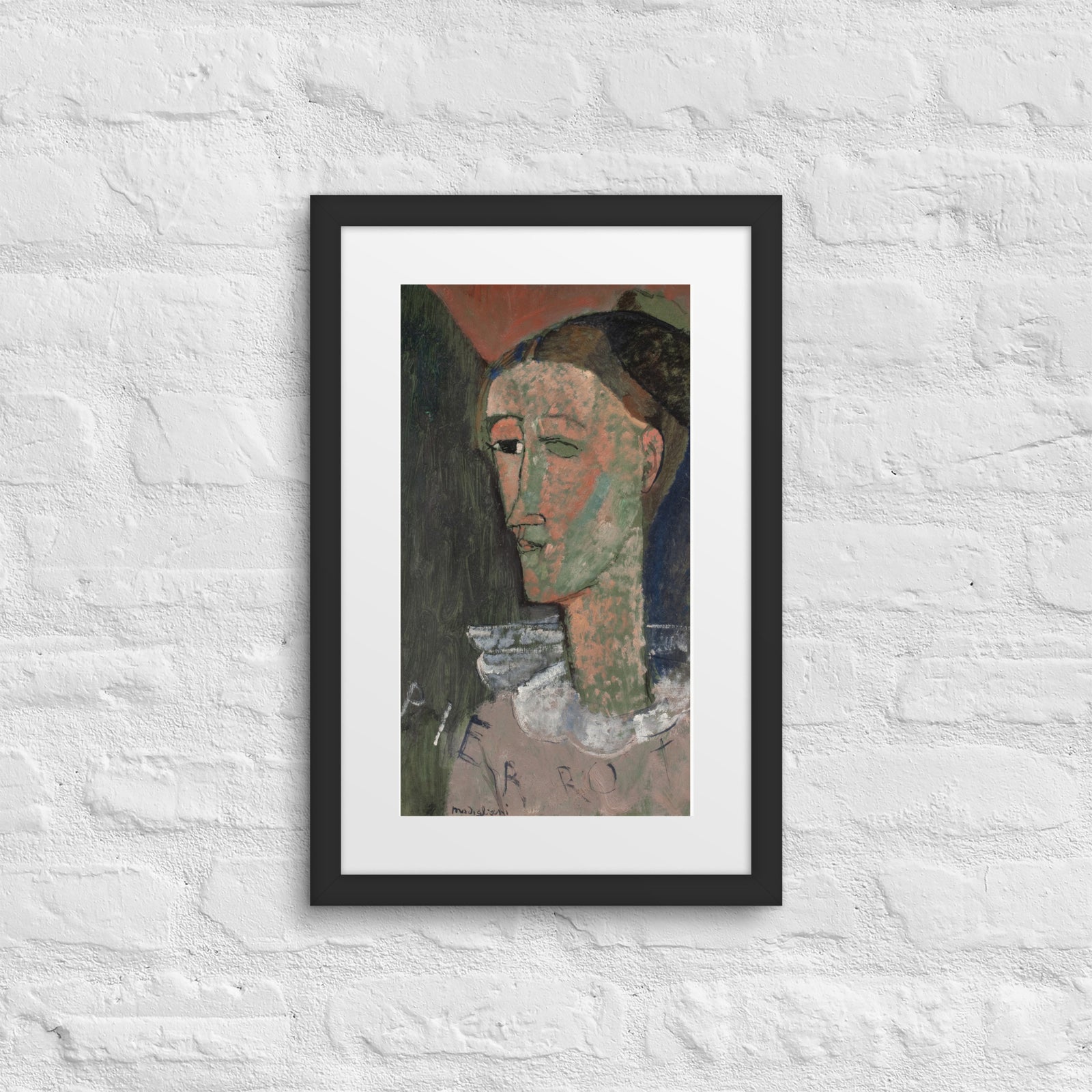 Self-Portrait as Pierrot by Amedeo Modigliani Canvas Print Framed